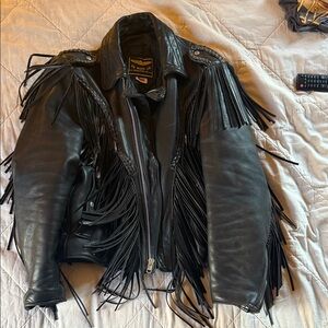 U.S. Made Co. Leather Jacket with Fringe Accents